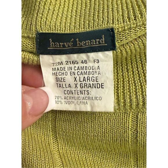 Harve Benard Mock Neck Ribbed Sweater Sz. XL Lime Green Pullover - Picture 3 of 6